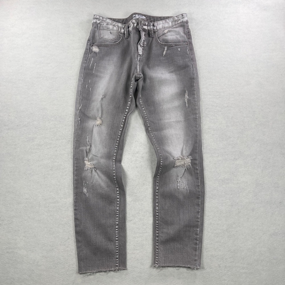 Free People Distressed Skinny Jeans Grey Faded Raw Hem Size 28 61855-16515125